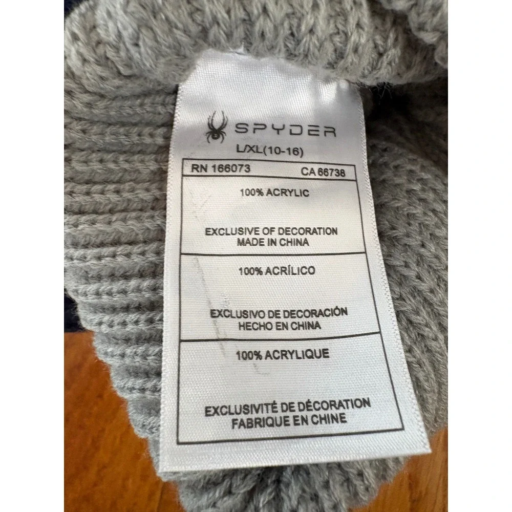 Spyder Kids Beanie 2 Pack Navy Blue Grey Ribbed Knit‎ Hat L/XL OBSP945 NEW $44